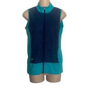 Adidas Women's XS Golf Athletic Full-Zip Vest Top Turquoise & Navy Athletic